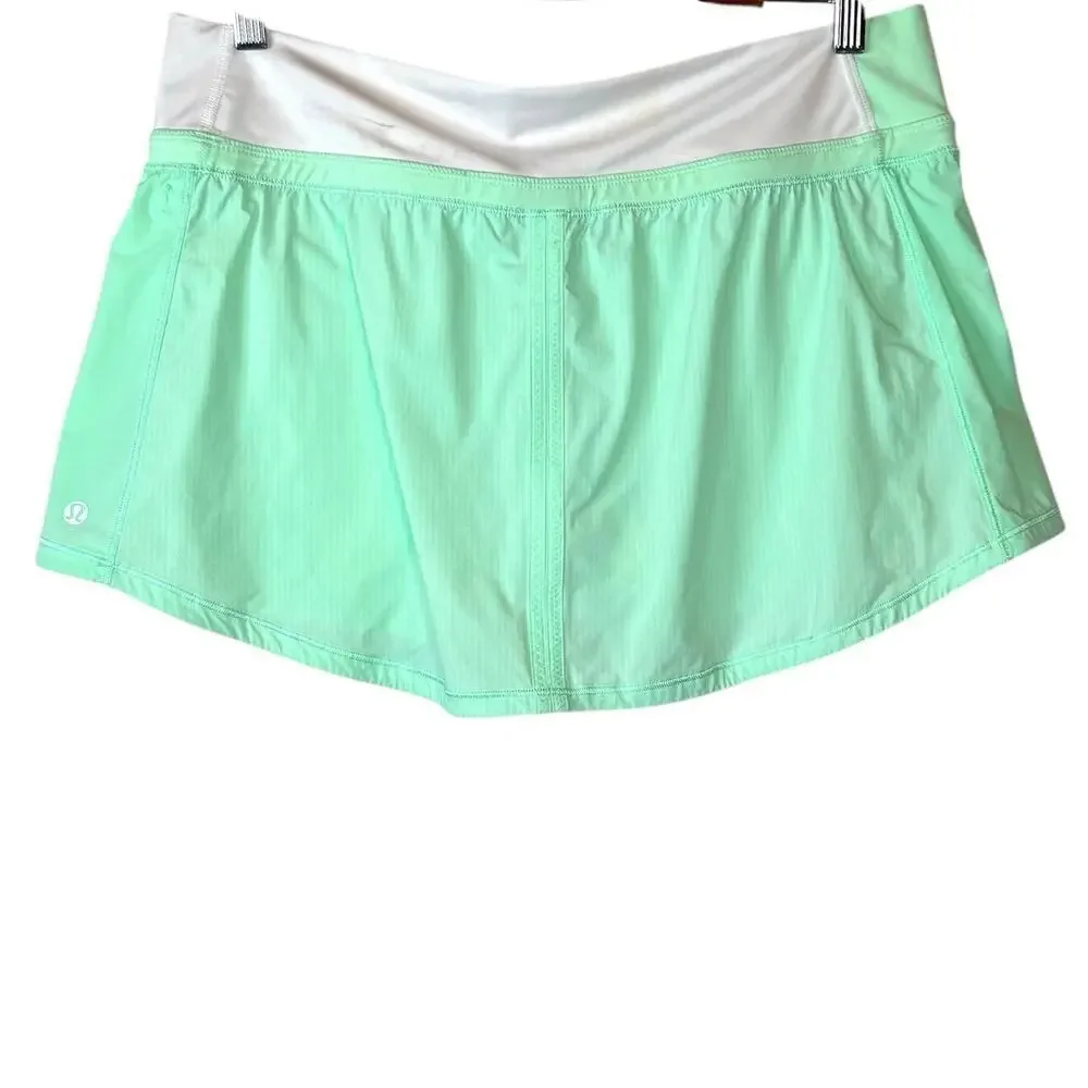 Lululemon Run Pace Skirt in Fresh Teal and White Women's Size 10